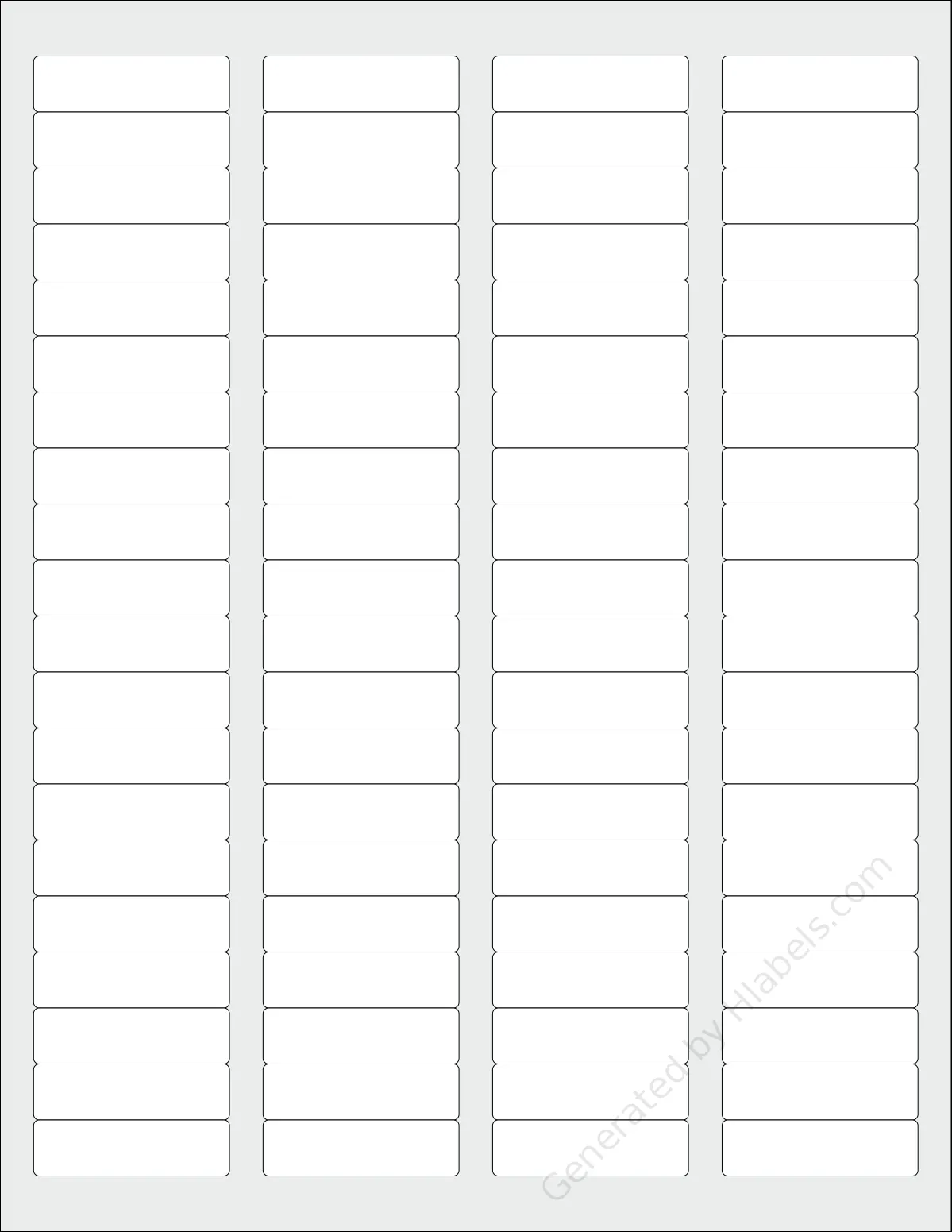 SpartanIndustrial® R032 template with 80 rectangular 1.75 x 0.5 inch labels per sheet, on Letter-size adhesive blank label sheets.