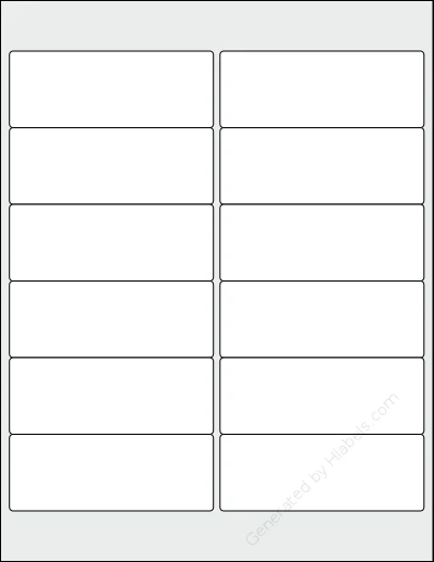 SpartanIndustrial® R033L template with 12 rectangular 4 x 1.5 inch labels per sheet, on Letter-size adhesive blank label sheets.