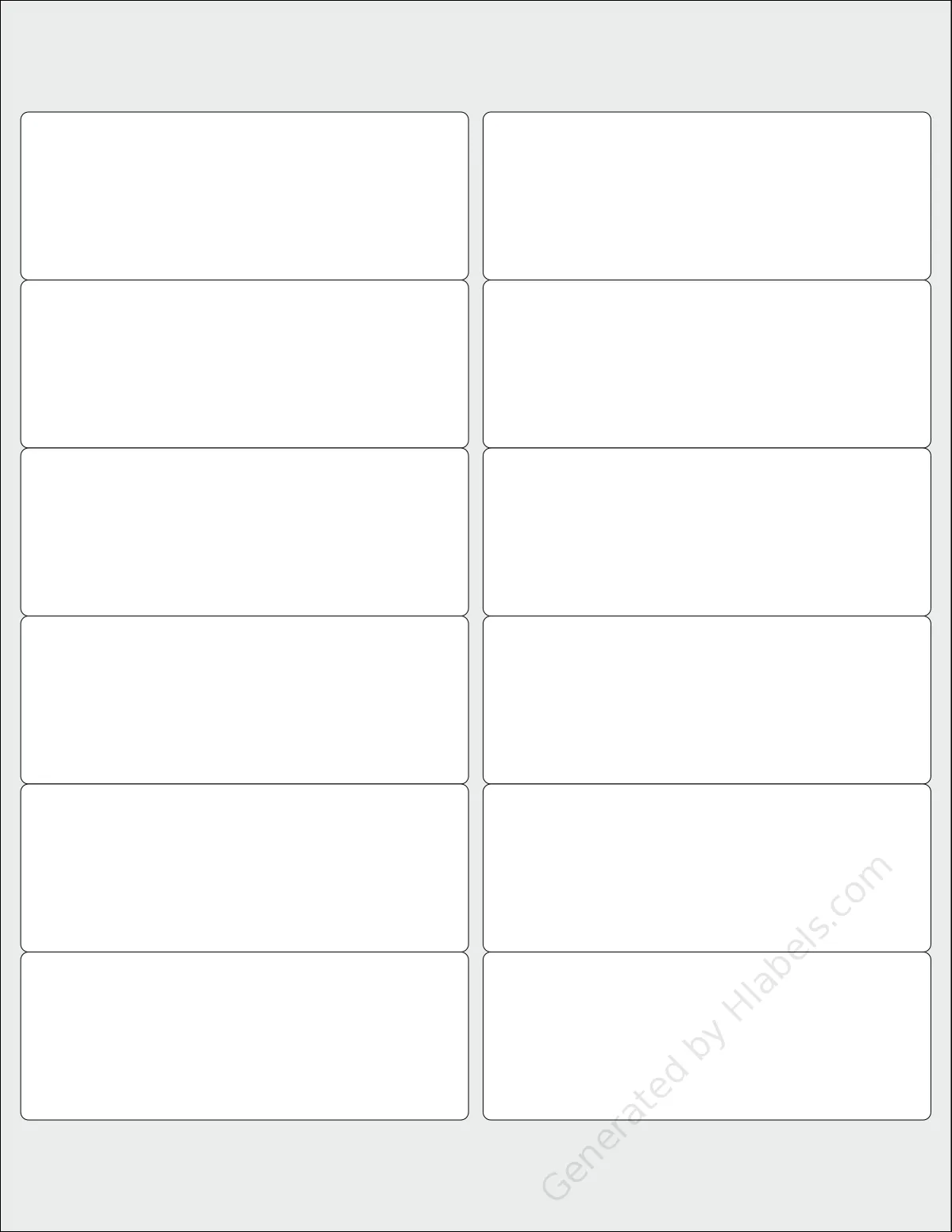 SpartanIndustrial® R033L template with 12 rectangular 4 x 1.5 inch labels per sheet, on Letter-size adhesive blank label sheets.