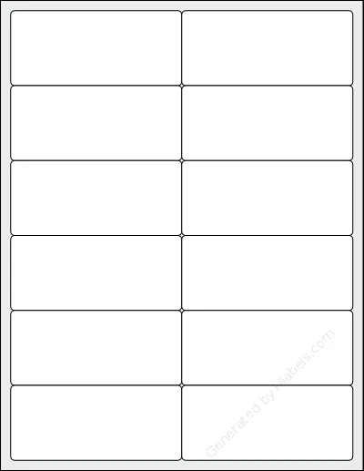 SpartanIndustrial® R034L template with 12 rectangular 4 x 1.75 inch labels per sheet, on Letter-size adhesive blank label sheets.