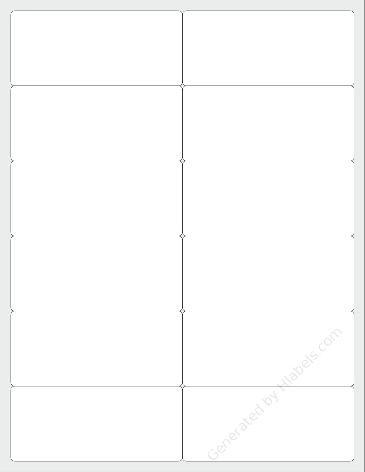SpartanIndustrial® R034L template with 12 rectangular 4 x 1.75 inch labels per sheet, on Letter-size adhesive blank label sheets.