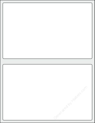 SpartanIndustrial® R035L template with 2 rectangular 8 x 5 inch labels per sheet, on Letter-size adhesive blank label sheets.