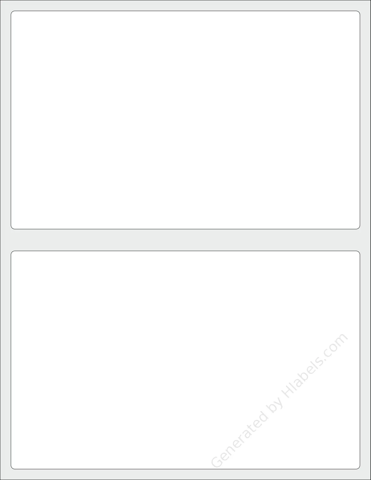 SpartanIndustrial® R035L template with 2 rectangular 8 x 5 inch labels per sheet, on Letter-size adhesive blank label sheets.