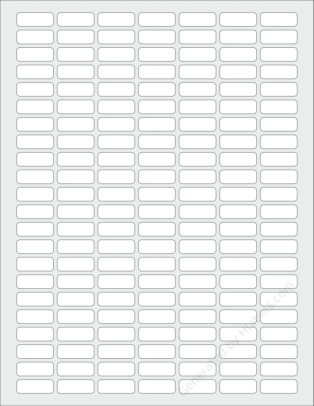 SpartanIndustrial® R036L template with 154 rectangular 1 x 0.375 inch labels per sheet, on Letter-size adhesive blank label sheets.