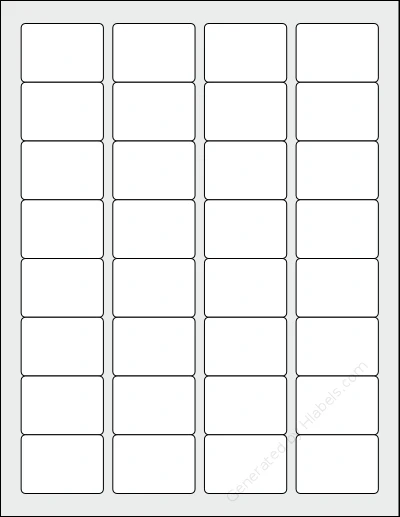 SpartanIndustrial® R038L template with 32 rectangular 1.75 x 1.25 inch labels per sheet, on Letter-size adhesive blank label sheets.