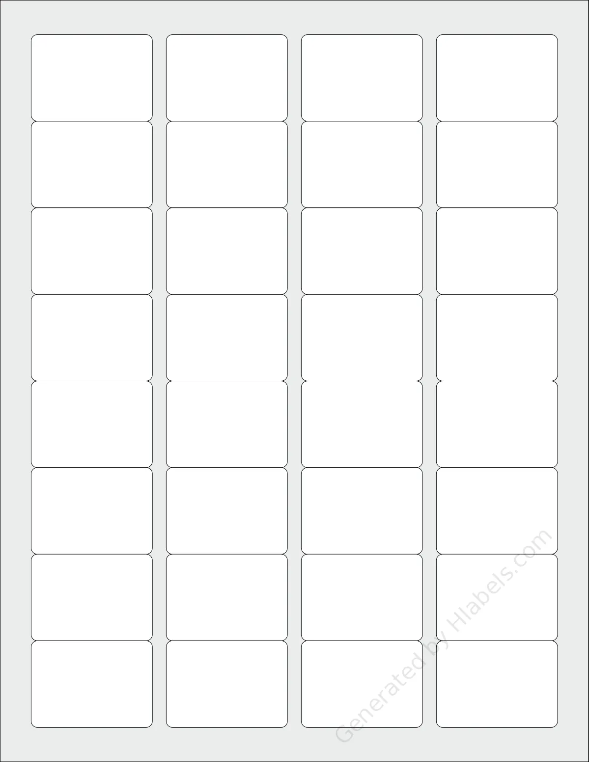 SpartanIndustrial® R038L template with 32 rectangular 1.75 x 1.25 inch labels per sheet, on Letter-size adhesive blank label sheets.