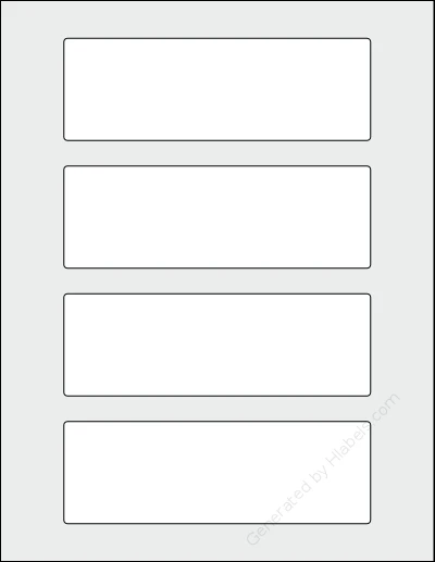 SpartanIndustrial® R040A template with 4 rectangular 6 x 2 inch labels per sheet, on Letter-size adhesive blank label sheets.