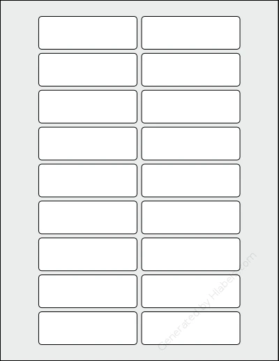 SpartanIndustrial® R043L template with 18 rectangular 3 x 1 inch labels per sheet, on Letter-size adhesive blank label sheets.