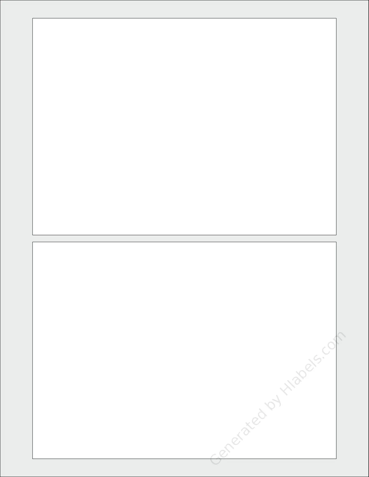 SpartanIndustrial® R044A template with 2 rectangular 7 x 5 inch labels per sheet, on Letter-size adhesive blank label sheets.