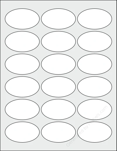 SpartanIndustrial® V004A template with 18 oval 2.5 x 1.5 inch labels per sheet, on Letter-size adhesive blank label sheets.