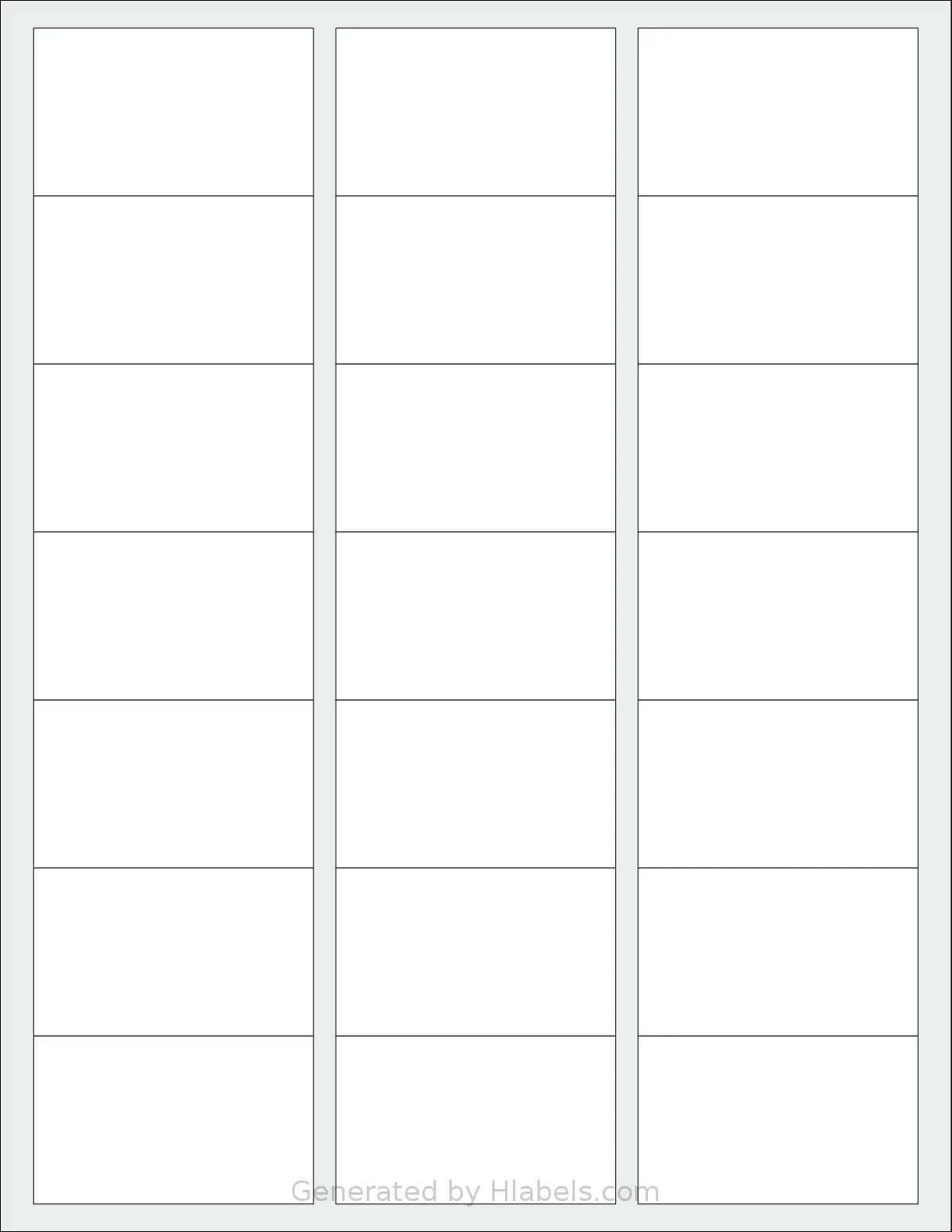 TownStix® US-21 template with 21 rectangular 2.5 x 1.5 inch labels per sheet, on Letter-size adhesive blank label sheets.