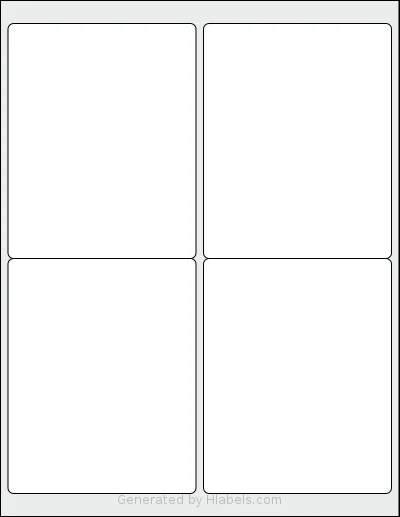 TownStix® US-4 template with 4 rectangular 4 x 5 inch labels per sheet, on Letter-size adhesive blank label sheets.