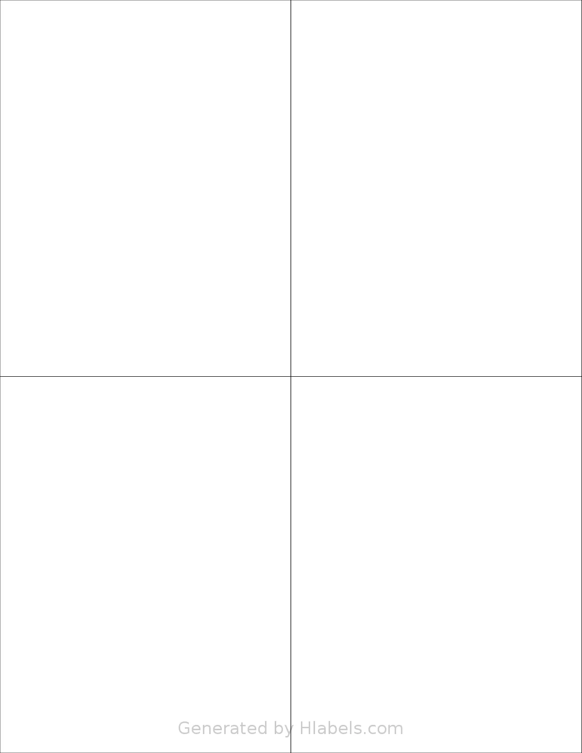 TownStix® US-4P template with 4 rectangular 4.25 x 5.5 inch labels per sheet, on Letter-size adhesive blank label sheets.