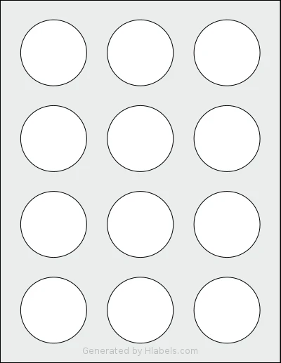TownStix® US-Round-2 template with 12 circle labels per sheet, each 2 inch in diameter, on Letter-size adhesive blank label sheets.