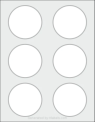 TownStix® US-Round-3 template with 6 circle labels per sheet, each 3 inch in diameter, on Letter-size adhesive blank label sheets.