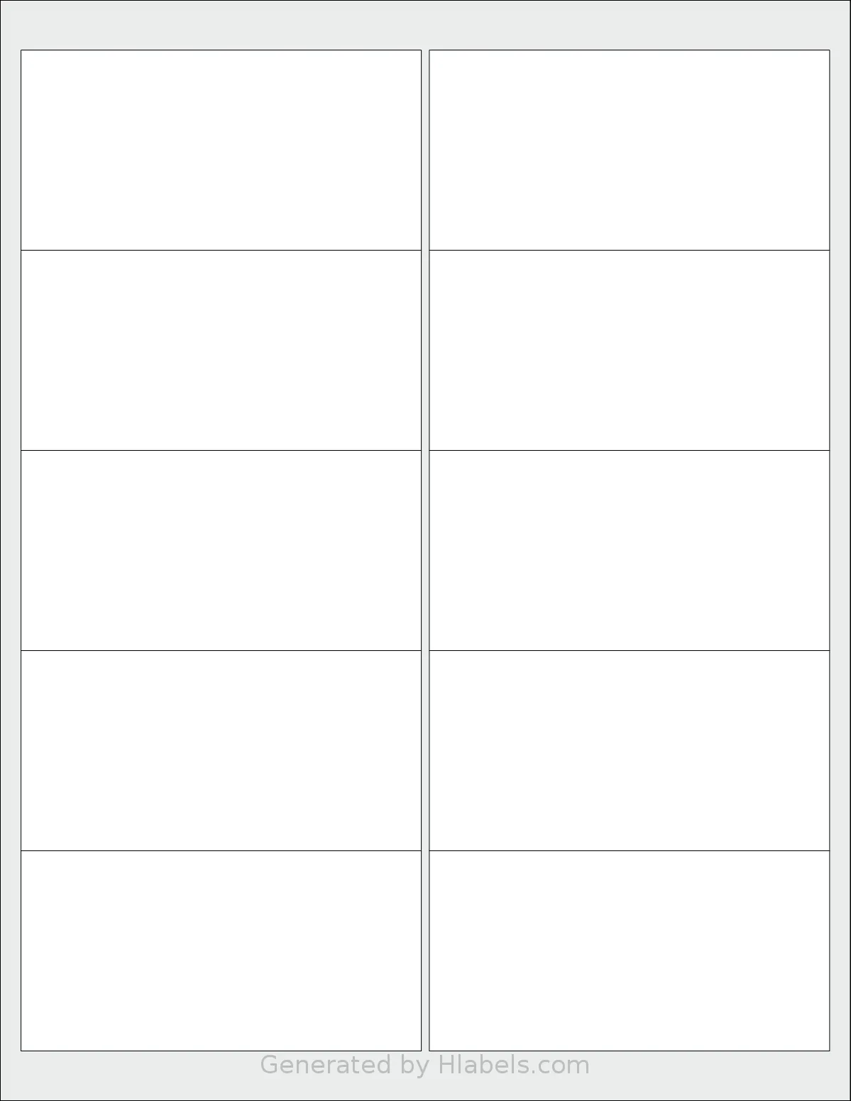 Uline® S-11892 template with 10 rectangular 4 x 2 inch labels per sheet, on Letter-size adhesive blank label sheets.