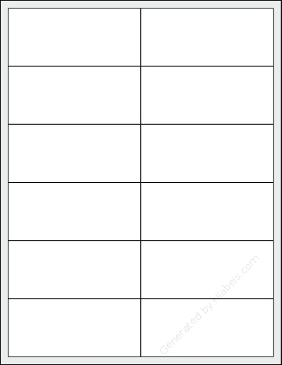 Uline® S-15578 template with 12 rectangular 4 x 1.75 inch labels per sheet, on Letter-size adhesive blank label sheets.