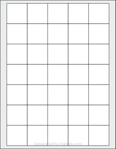 Uline® S-16990 Template Uline® S-16990 template with 35 square 1.5 x 1.5 inch labels per sheet, on Letter-size adhesive blank label sheets.