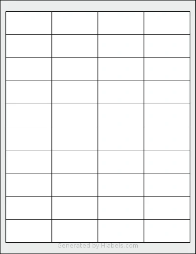 Uline® S-20133 template with 40 rectangular 2 x 1 inch labels per sheet, on Letter-size adhesive blank label sheets.