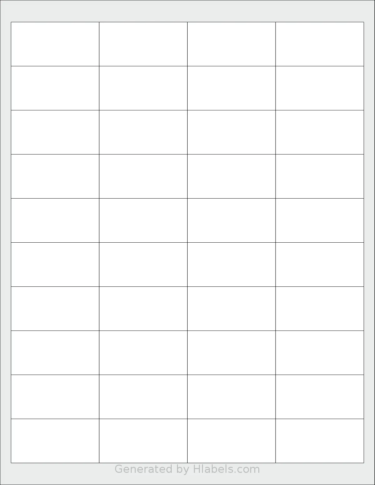 Uline® S-20133 template with 40 rectangular 2 x 1 inch labels per sheet, on Letter-size adhesive blank label sheets.