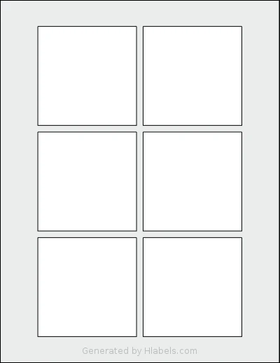 Uline® S-21909 Template Uline® S-21909 template with 6 square 3 x 3 inch labels per sheet, on Letter-size adhesive blank label sheets.