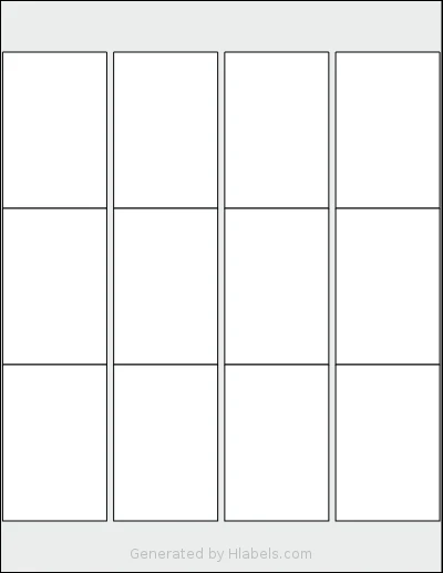 Uline® S-21913 template with 12 rectangular 2 x 3 inch labels per sheet, on Letter-size adhesive blank label sheets.