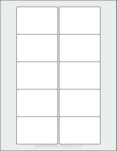 Uline® S-21914 template with 10 rectangular 3 x 2 inch labels per sheet, on Letter-size adhesive blank label sheets.