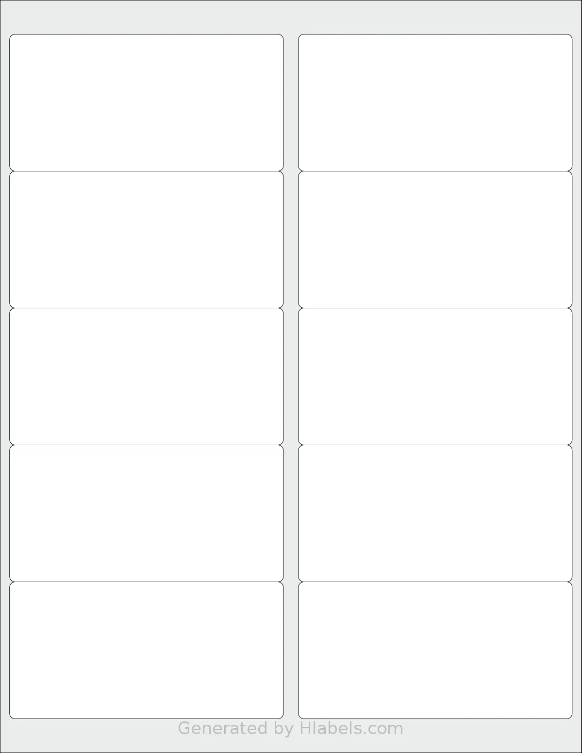 Uline® S-3847 template with 10 rectangular 4 x 2 inch labels per sheet, on Letter-size adhesive blank label sheets.