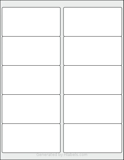Uline® S-3847R template with 10 rectangular 4 x 2 inch labels per sheet, on Letter-size adhesive blank label sheets.