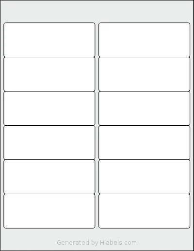 Uline® S-5627 template with 12 rectangular 4 x 1.5 inch labels per sheet, on Letter-size adhesive blank label sheets.