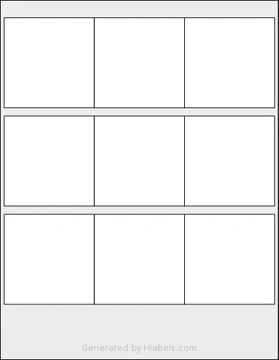 Uline® S-5628 template with 9 square 2.75 x 2.75 inch labels per sheet, on Letter-size adhesive blank label sheets.