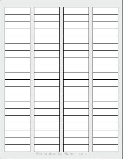 Uline® S-5957 template with 80 rectangular 1.75 x 0.5 inch labels per sheet, on Letter-size adhesive blank label sheets.