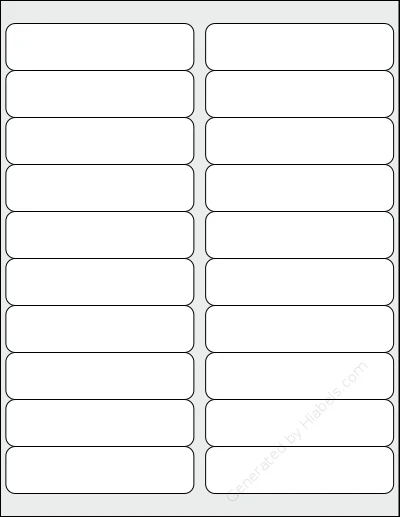 Uline® S-5960 template with 20 rectangular 4 x 1 inch labels per sheet, on Letter-size adhesive blank label sheets.