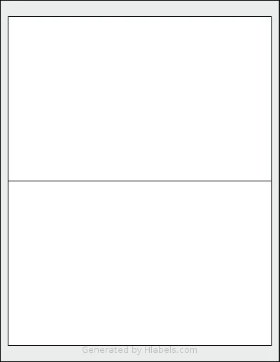 Uline® S-6746 template with 2 rectangular 8 x 5 inch labels per sheet, on Letter-size adhesive blank label sheets.