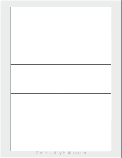 Uline® S-6944 template with 10 rectangular 3.5 x 2 inch labels per sheet, on Letter-size adhesive blank label sheets.