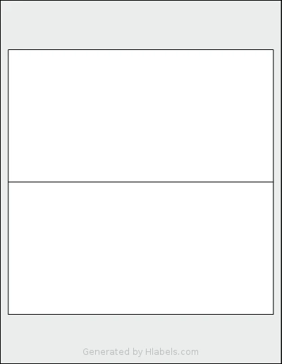 Uline® S-7703 template with 2 rectangular 8 x 4 inch labels per sheet, on Letter-size adhesive blank label sheets.