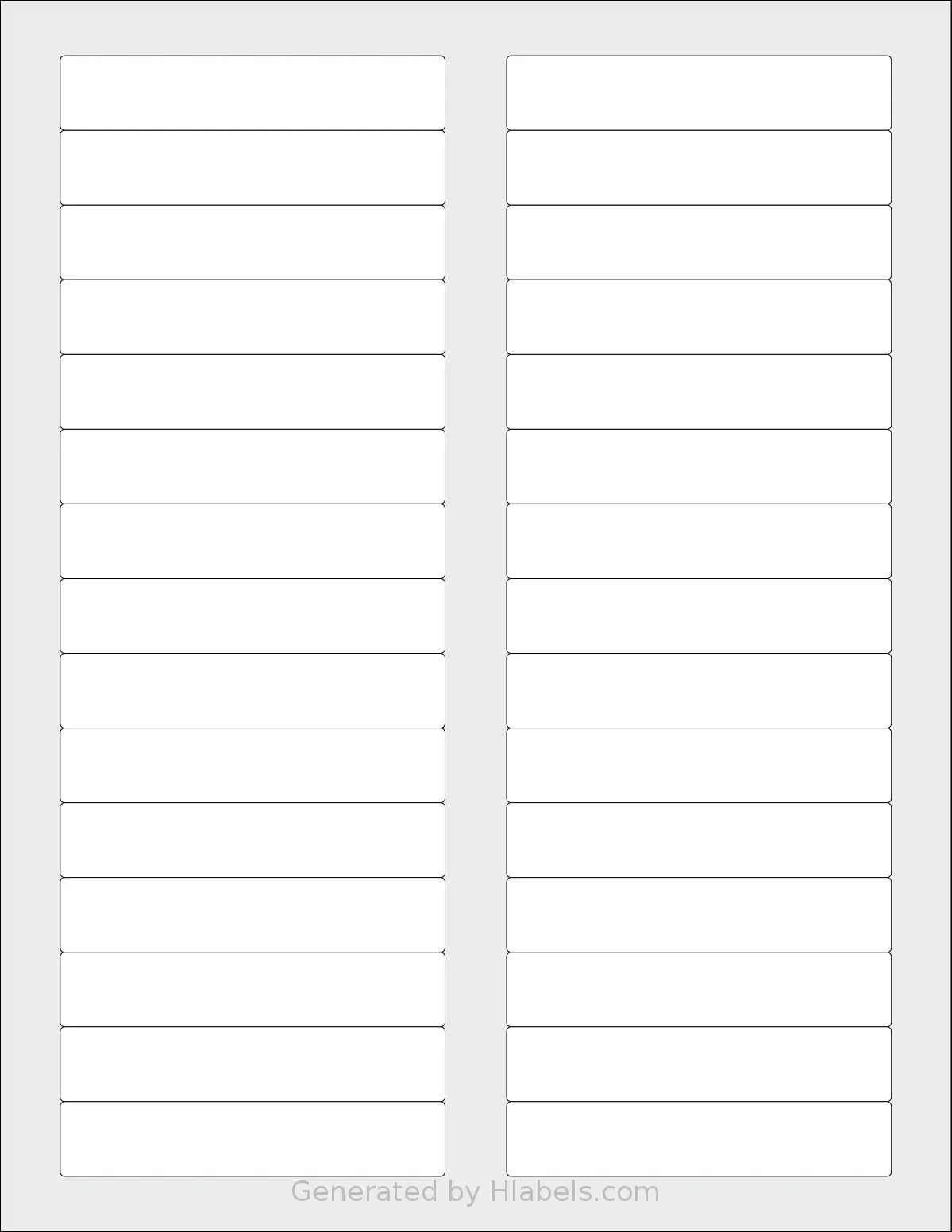 Worldlabel® WL-200 template with 30 rectangular 3.4375 x 0.667 inch labels per sheet, on Letter-size adhesive blank label sheets.
