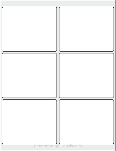 Worldlabel® WL-525 template with 6 rectangular 4 x 3.25 inch labels per sheet, on Letter-size adhesive blank label sheets.