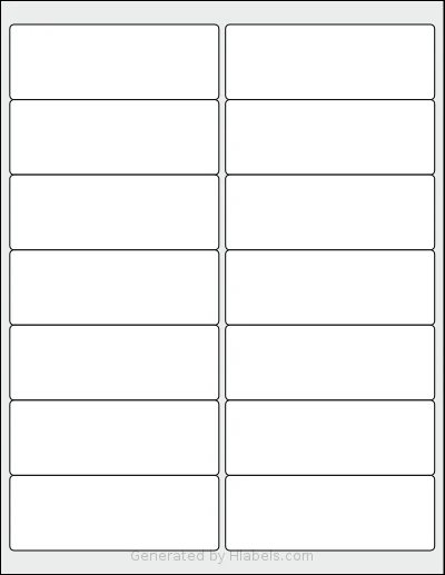 Worldlabel® WL-725 Template Worldlabel® WL-725 template with 14 rectangular 4 x 1.4375 inch labels per sheet, on Letter-size adhesive blank label sheets.