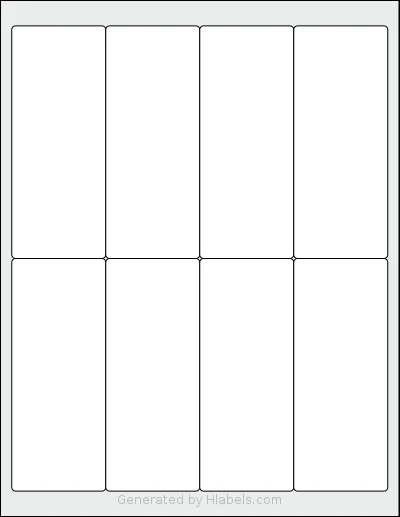 Worldlabel® WL-8250 Template Worldlabel® WL-8250 template with 8 rectangular 2 x 4.95 inch labels per sheet, on Letter-size adhesive blank label sheets.