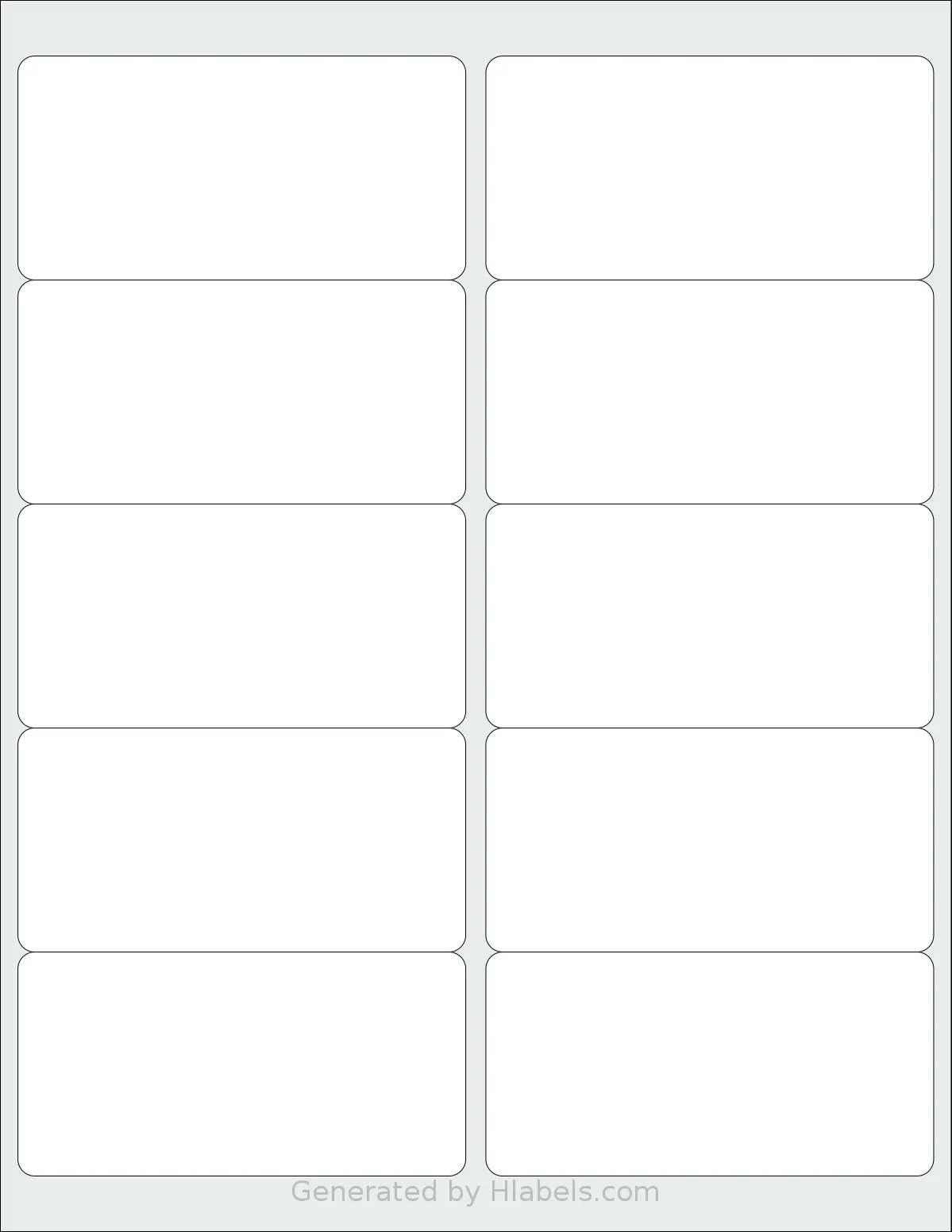 Yegawen® Y10 template with 10 rectangular 4 x 2 inch labels per sheet, on Letter-size adhesive blank label sheets.